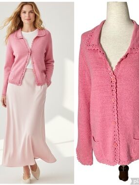 VINTAGE CHADWICKS Pointelle Trim Granny Cardigan